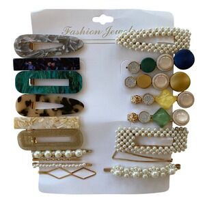 Cehomi 18 Pcs Macaron Pearl‎ Hair Clips Pins Barettes Acrylic Hair Accessories